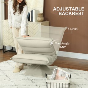 HOMCOM Fotel Relaksacyjny, Leniwe Sofa, Regulowane Oparcie, Wygląd Skóry, 62x70x95cm, Beżowy