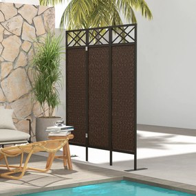 Outsunny Parawan ogrodowy Parawan, design vintage, 3-panelowy, 148 cm x 33 cm x 181 cm, Brązowy + Czarny