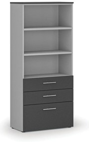 Szafa biurowa z kombinowanymi szufladami PRIMO GRAY, 800 x 420 x 1781 mm, szary/grafitowy