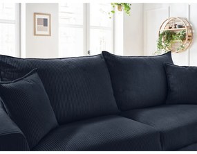 Ciemnoniebieska sztruksowa rozkładana sofa 225 cm Augustin – Bobochic Paris