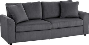 HOMCOM Sofa 3-osobowa z poduszkami ozdobnymi, sofa ze sztruksu do salonu, sypialni, szer. 212 cm, ciemnoszary | Aosom PL