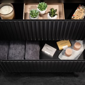 Szafka 2 szuflady Nova 60 cm z białą umywalką Beyond, czarny mat