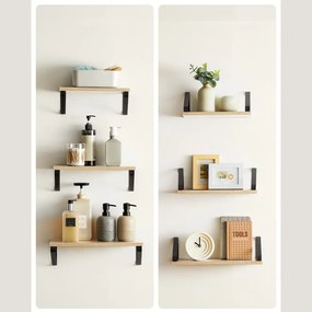 Vasagle Półki ścienne ABBY z konsolą, 3 szt., 30/35/40x12cm, czarna/jasnobrązowy