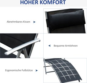 Outsunny Leżak, leżak ogrodowy, składany, regulowany, leżak, meble ogrodowe