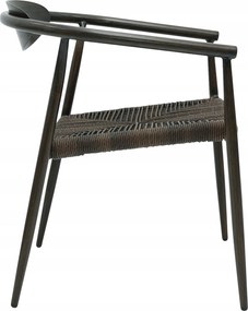 Krzesło Ogrodowe Ciemny brąz 56x61x75 cm Aluminium Plecione Brązowe Sznurki