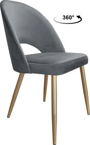 Krzesło Polo tkanina Welur noga metalowa krzesło tapicerowane do jadalni : Kolor nogi - Złota stożek, Kolor tkaniny - VELVET - BL14, Typ siedziska - Siedzisko obrotowe 360°