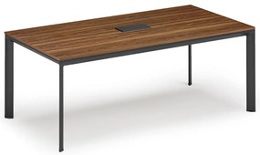 Stół konferencyjny PRIMO INVITATION, 200x100 cm, orzech + port blatowy TYP III, czarny