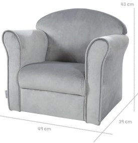 Jasnoszary aksamitny fotel dziecięcy Lil Sofa – Roba