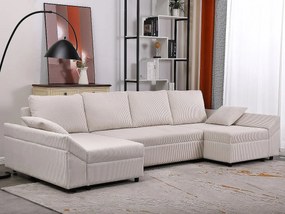 Panoramiczny narożnik sztruksowy "Vaugirard II" - 5-osobowy - Beżowy