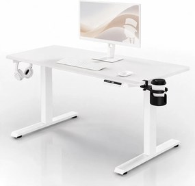 Biurko elektryczne z regulacją wysokości ergonomiczne białe,1400x700 mm: ARIA