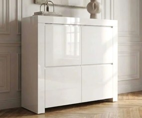 Biała komoda wysoka Amaretto 140 cm, w wysokim połysku