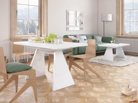 Rozkładany stół w wysokim połysku Alan biały