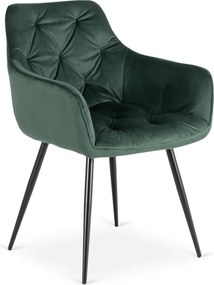 Krzesło Tapicerowane do Salonu MODESTO Zielone Welurowe Nowoczesne Loft