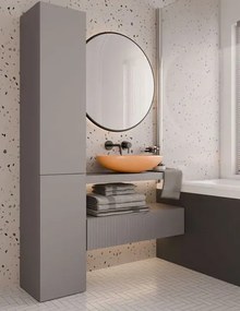 Minimalistyczny słupek łazienkowy z koszem na pranie glina - Zolia 4X