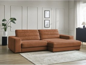 Pomarańczowy aksamitny narożnik (prawostronny/z szezlongiem) Sierra – Bobochic Paris