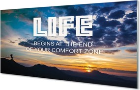 Szkło Ozdobne do Kuchni Napis na tle Nieba o Zachodzie