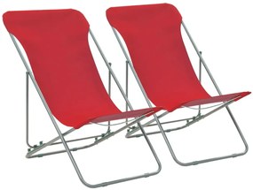 Komplet czerwonych krzeseł plażowych - Ansel