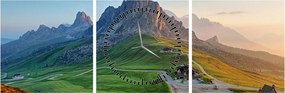 Obraz - Dolomity (z zegarem) (90x30 cm)