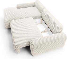 Masseno Narożnik OSSO z funkcją spania i pojemnikiem na pościel Narozniki L, Rozkładana sofa - Kremowy, AMBIENCE 01