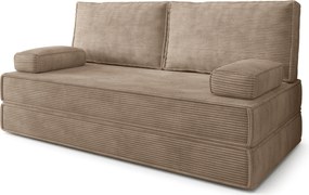 Masseno Sofa piankowa SILAR z funkcją spania, Kanapa z pianki do salonu, Bezmontażowa, Tkanina sztruksowa – Beżowy POSO 02