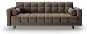 Brązowa aksamitna rozkładana sofa ze schowkiem 222 cm Bali – Cosmopolitan Design