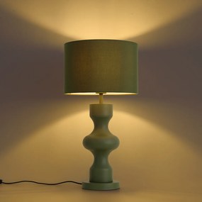 Retro Lampa Stołowa Zielona z Abażurem z Tkaniny - Captain