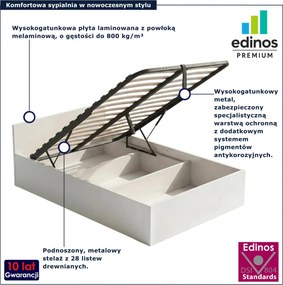 Białe skandynawskie łóżko z podnoszonym stelażem 100x200 cm K7-C59