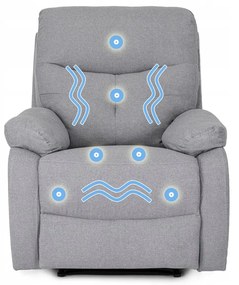 Fotel Masujący INTER 2 Rozkładany z Podnóżkiem Szary Nowoczesny