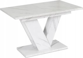 Stół Prostokątny Rozkładany CLARK 120-160 cm Biały Marmur Glamour