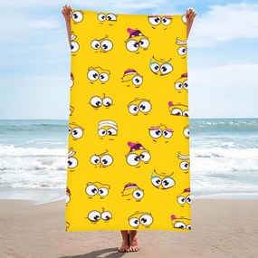 Ręcznik plażowy SMILE 100x180 cm żółty, 100% mikrofibra