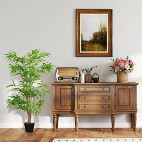 Outsunny Sztuczny Bambus, Roślina Dekoracyjna z Doniczką, Drzewko, Dekoracja Drzewna, 150 cm
