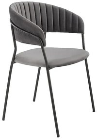 Komplet szarych welurowych krzeseł do jadalni 4 szt. K2-Z55