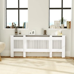 HOMCOM Osłona grzejnika, design z lamelami, regulowana długość 125-201 cm, MDF, Biała