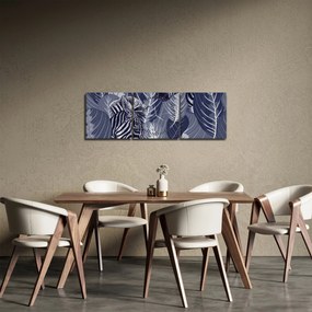 Obraz - Niebieskie zebry (z zegarem) (90x30 cm)