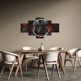 Obraz - Neonowe koło między palmami (125x70 cm)