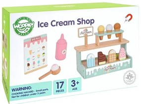 Woopie green drewniana lodziarnia sklepik zestaw z lodami stragan 16 el