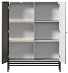 Witryna Lorini do salonu 100 cm - kaszmir / czarny uchwyt / stelaż