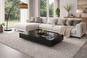 Niski stolik kawowy Pixel 120x60 cm, kolor czarny połysk