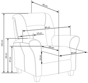 Popielaty fotel dla seniora H7-S61