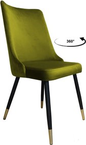 Krzesło Victor tkanina Welur noga metalowa krzesło tapicerowane premium : Kolor nogi - Czano-złota stożek, Kolor tkaniny - VELVET - BL75, Typ siedziska - Siedzisko obrotowe 360°