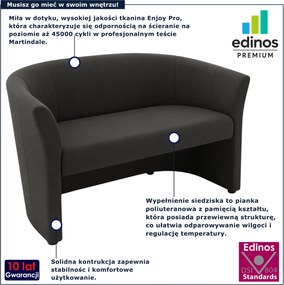 Grafitowa dwuosobowa sofa kubełkowa P3-C90