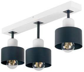 Antracytowo-biała lampa sufitowa, trzypunktowy spot DAN50x7WE z drewna