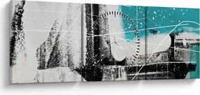 Obraz - Turkusowa abstrakcja (z zegarem) (90x30 cm)