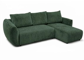 Stylowy narożnik rozkładany prawostronny ZEPHIRA 258x170 cm w tkaninie FLOW 19 zielonej