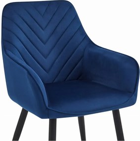 Granatowe krzesło welurowe jodełka - Zenra