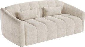 Kanapa 3-osobowa rozkładana typu express z beżowego weluru - Miejsce do spania 140 cm - Materac 13 cm z pamięcią kształtu - RETUNA