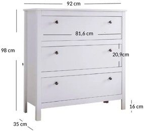 Biała komoda na nóżkach z 3 szufladami do sypialni - Omaron 6X