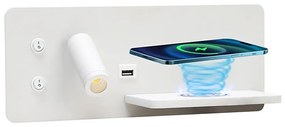 Immax 08285L-LED kinkiet z półką, USB i ładowarką bezprzewodową LED/3W/230V