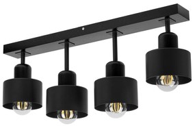 Czarna lampa sufitowa, czteropunktowy spot DSC60x7SC z drewna i metalu