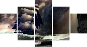 Obraz - Statek między klifami (125x70 cm)